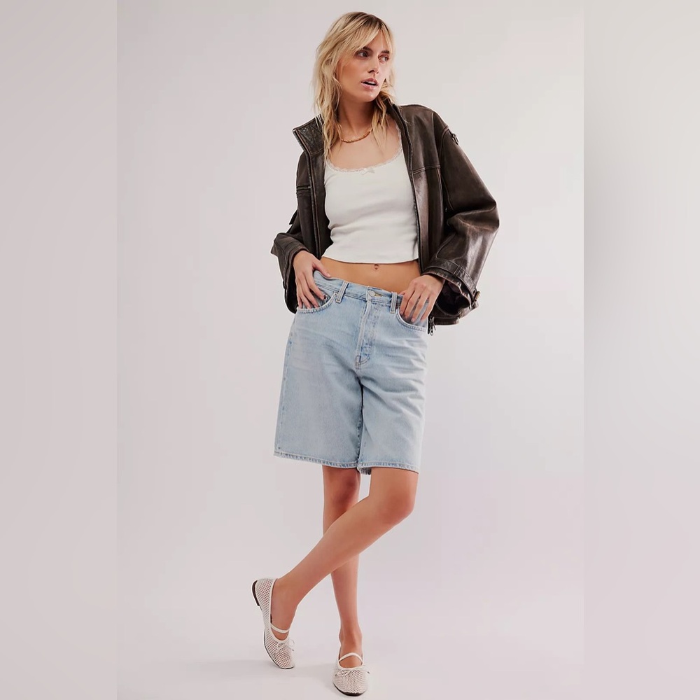 Agolde Light Wash Denim Jean Shorts